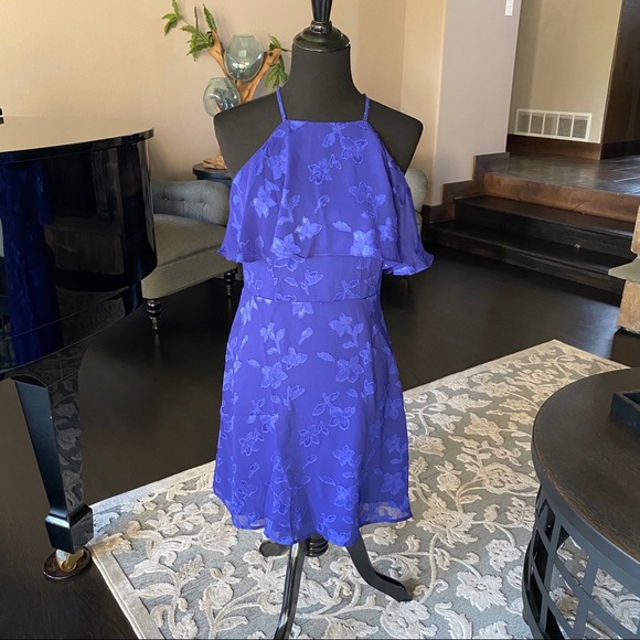 19 Cooper Popover Halter Dress Royal Blue Medium - Picture 4 of 8